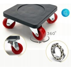 Remskive transportruller, 360 ° roterende hjul, op til 400 kg, 4 stk.