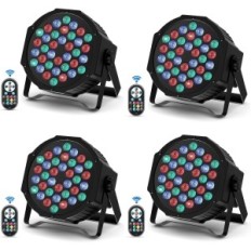 Delibang DMX512 Disco Lamp, 36 LED, RGB com controle remoto, 4 PCs.