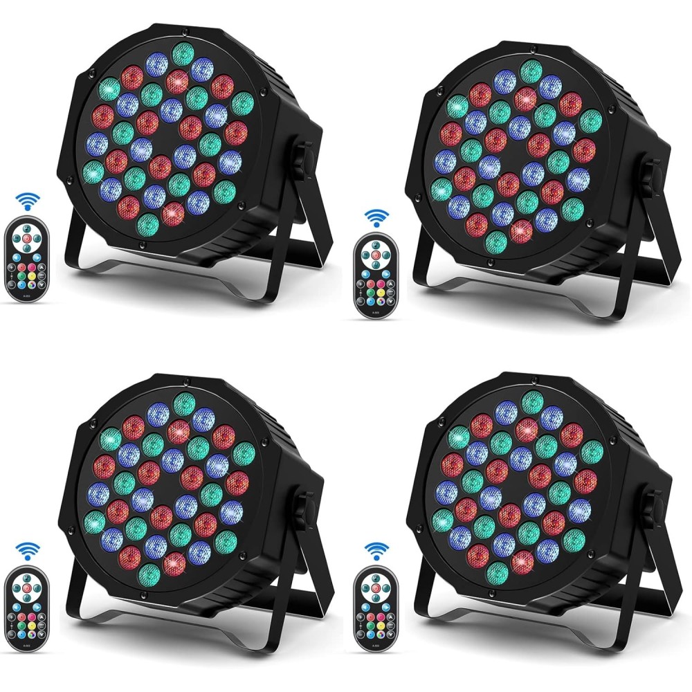 Delyang DMX512 Disco Lamp, 36 LED, RGB ar tālvadības pulti, 4 gab.
