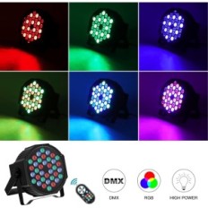 Delibang DMX512 Disco-lampa, 36 LED, RGB med fjärrkontroll, 4 st.