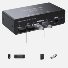 Skift KVM Vedindust 24070802, 4K, 2 Computere, 12 V