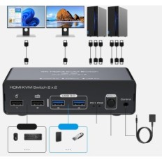 KVM VEDINDUST 24070802, 4K, 2 számítógép, 12 V