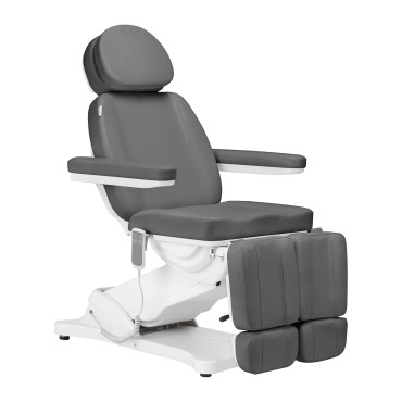 Električna kozmetička stolica SILLON CLASSIC 2 motora s podijeljenim osloncem za noge, siva — bočni pogled
