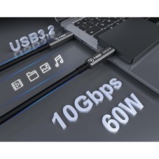 Cabo de fibra de fibra óptica USB-C para USB-C 15 m de transferência de dados rápida e confiável com uma grande variedade