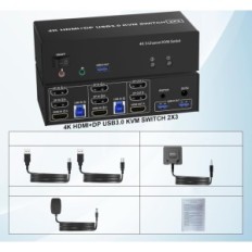 KVM Clickfish HDMI Switch + 2 DisplayPort, 3 monitor, per 2 computer DKM203B