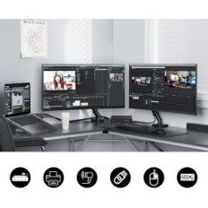 KVM Clickfish HDMI Switch + 2 DisplayPort, 3 Monitoren, voor 2 Computers DKM203B