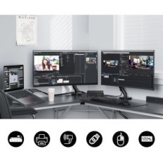 KVM Clickfish HDMI-lüliti + 2 DisplayPort, 3 monitorit, 2 arvutit DKM203B