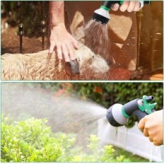 Tubo da giardino con un'estensione di 25 m di zealect, con una pistola annaffiato, utilizzata