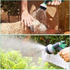 Manguera de jardín con una extensión de 25 m de zaaslect, con una pistola de riego, utilizada