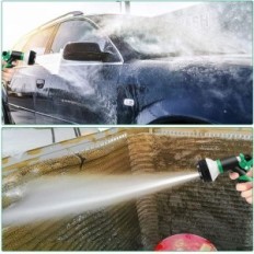 Garden hose with a ZEASLECT 25M extension, with a watering pistol, used