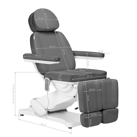 Fauteuil cosmétique électrique SILLON CLASSIC 2 moteurs pédicure gris — vue latérale
