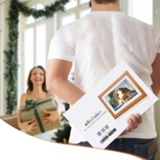 Digitaalinen valokuvakehys Wi-Fi, HD IPS 16 Gt, vaaleanruskea