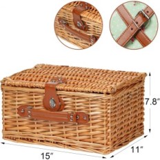 Panier en osier en osier zormy, pour 2 personnes, fleurs de couleur