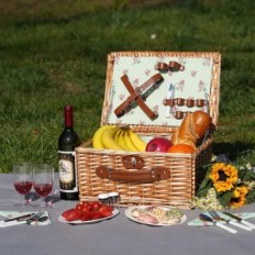 Panier en osier en osier zormy, pour 2 personnes, fleurs de couleur