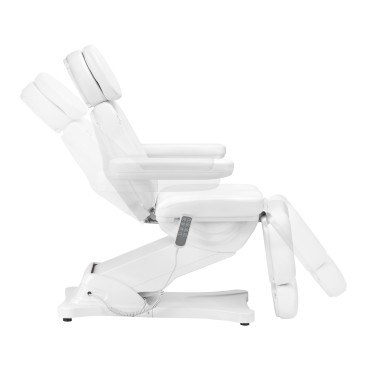 Fauteuil cosmétique électrique SILLON CLASSIC 4 moteurs avec repose-bras blanc — vue latérale