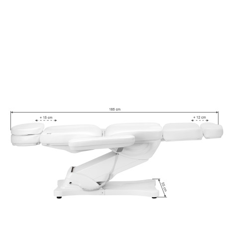 Fauteuil cosmétique électrique SILLON CLASSIC 4 moteurs avec repose-bras blanc — vue latérale