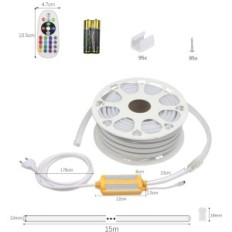 LED ALITOVE RGB 15 m, 230 V, 80 DIIO / M, IP65, telecomando IR