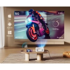 Projector Akiyo, Full HD 1080p, 10000 LM, 5G Wi-Fi Bluetooth, med stativ