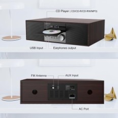 Lonpoo compacto Hi-Fi micro, com CD player, Bluetooth, FM, 40 W