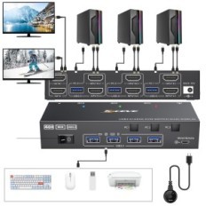 Commutateur KVM YoutingHDAV KC-KVM302AS, 2 moniteurs, 12V, 4K 60 Hz