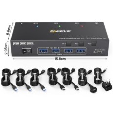 Skift KVM YOUTINGHDAV KC-KVM302AS, 2 skærme, 12V, 4K 60 Hz