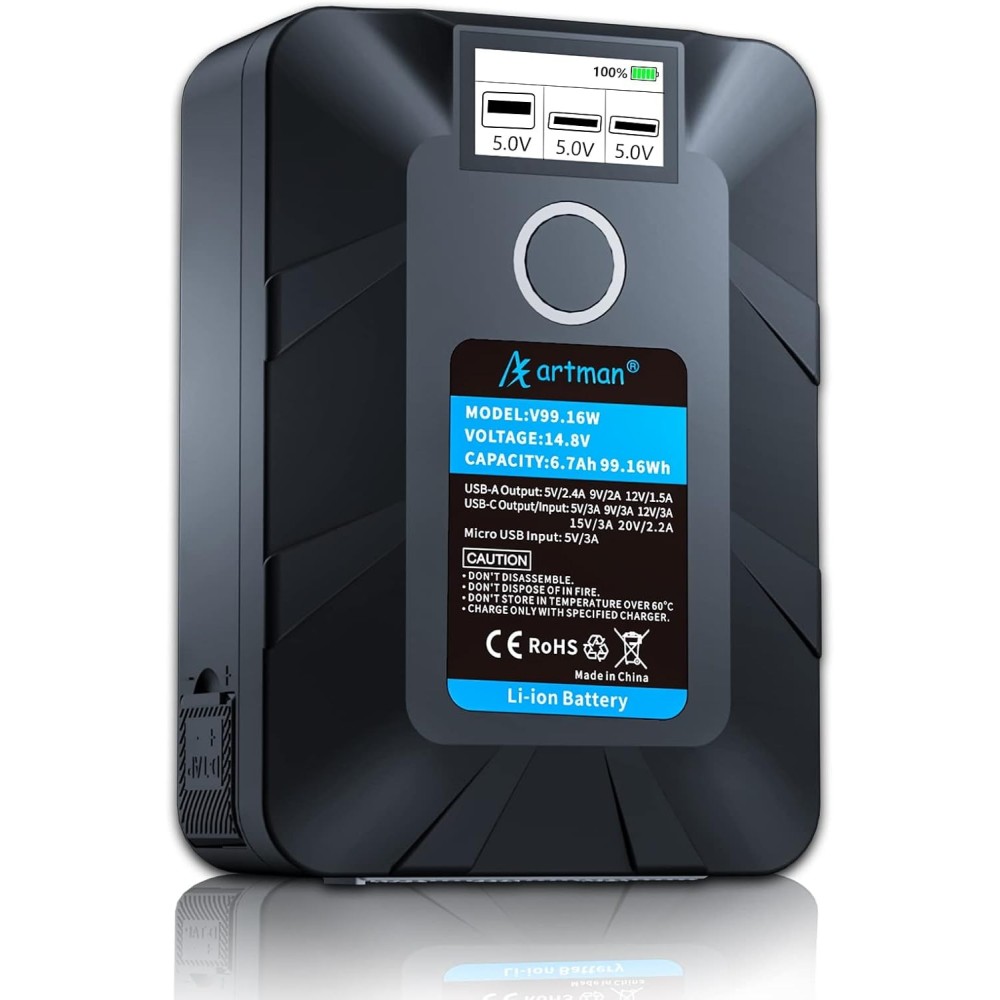 Artman Battery, 14.8 V 6700 Mag, para la cámara, Negro