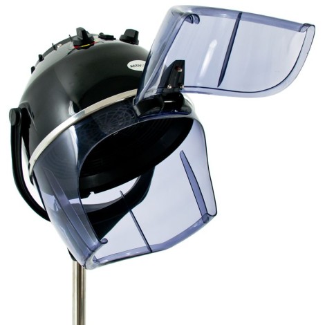 Secador de casco Gabbiano LI-202S de pie, dos velocidades, negro — vista lateral