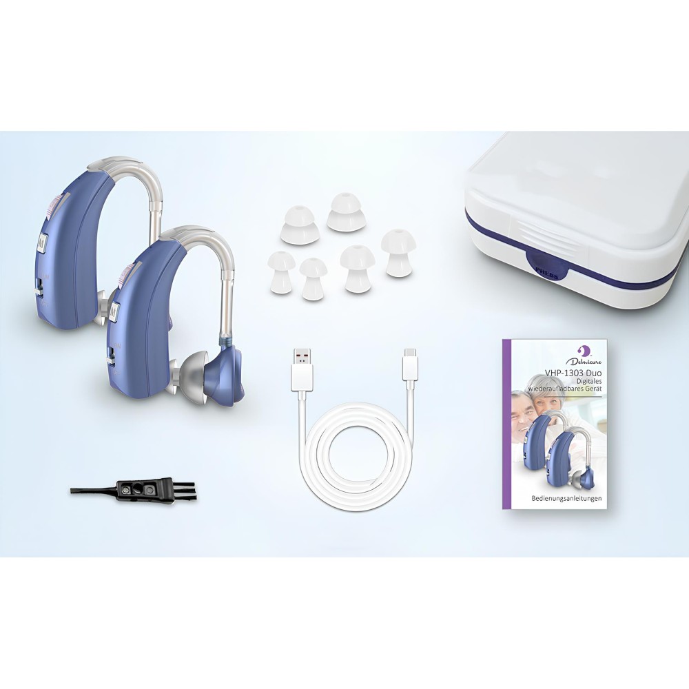 Delmicure 1303D Aparelho Auditivo com Redução de Ruído Azul