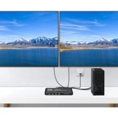 HDIWOUSP KVM jungiklis, 4K Ultra HD, 2 monitoriai, HDMI 2.0, 120V