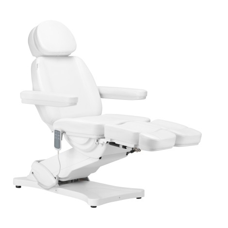 Ηλεκτρική καρέκλα αισθητικής SILLON CLASSIC 3 κινητήρες με ποδόσφαιρα λευκή — προβολή από πλάι