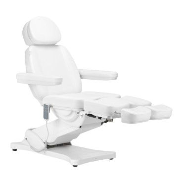Poltrona cosmetica elettrica SILLON CLASSIC 3 motori con poggiapiedi pedicure bianca — vista laterale