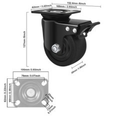 Rouleaux avec frein en B d Weibida 4 x 100 mm, capacité de charge 3000 kg, 4 pièces