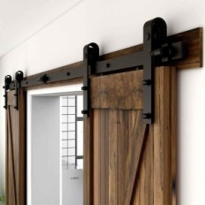 Sistema de puerta corredera 274 cm, ancho de puerta 61 cm, color negro