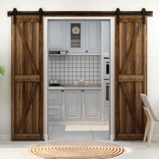 Système de porte coulissante 274 cm, largeur de porte 61 cm, couleur noire