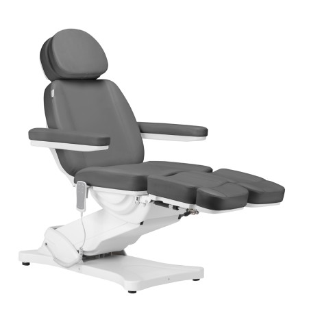 Električna kozmetična stol SILLON CLASSIC 3 motorji s pedi jamo siva — stranski pogled
