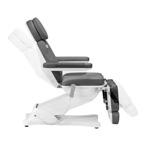 Elektrické kozmetické kreslo SILLON CLASSIC 3 motory so stojanom na pedikúru sivé — bočný pohľad