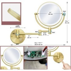 Reckodor 20 cm Wall Parranajopeili, taustavalaistu 1x / 5x kultainen kultainen