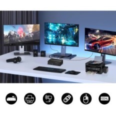 KVM Yeemie Pro Switch, 2 Ports Portsport, USB 3.0, 2 PC, 3 monitores