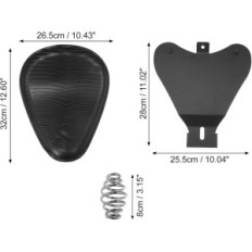 Siège MotorTorti Moto, Rivet Solo, 34 x 27 x 10 cm, noir
