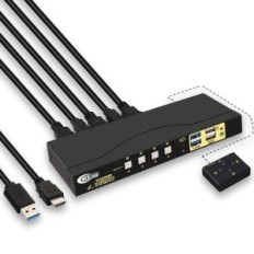 CKLUU KVM-kytkin, HDMI USB3.0, 4 portit, 4k 60 Hz, 5 V