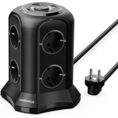 Nveeshox TP-VB4U8E-C / C / TP-VB4U81-C tīkla filtrs, USB-C, 4000W, 16A, melns