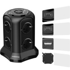 Nveeshox TP-VB4U8E-C / C / TP-VB4U81-C-omrežni filter, USB-C, 4000W, 16a, črna