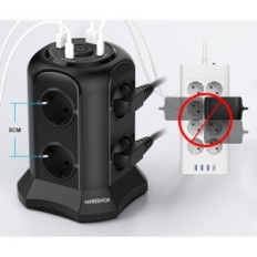 Nveeshox TP-VB4U8E-C / C / TP-VB4U81-C Netwerkfilter, USB-C, 4000W, 16A, zwart