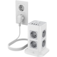 TESSAN TPS05-DE-C, 8-sekcí prodlužovací kabel, 3 USB A, USB C, 16 A, 3600 W