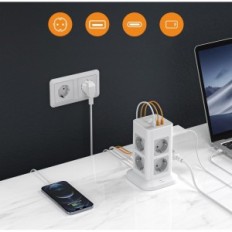 Tessan TPS03-DE-2C, 1 USB, 2 USB C, 3600 W, 125 V, 2 M