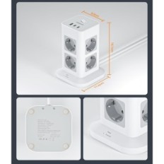 Tessan TPS03-DE-2C, 1 USB, 2 USB C, 3600 W, 125 V, 2 M