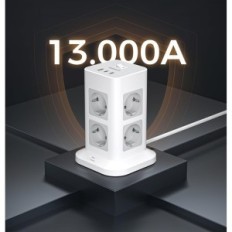 TESSAN TPS03- DE- 2C multipin aljzat, 1 USB, 2 USB C, 3600 W, 125 V, 2 m