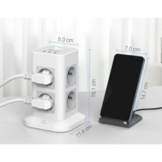 Tessan TPS03-de Filtro de rede, 240 V, 3600W, 16A, 3 USB, 2 m, branco