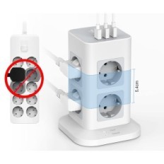 TESSAN TPS03-DE Omrežni filter, 240 V, 3600W, 16a, 3 USB, 2 m, White