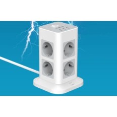 TESSAN TPS03-DE Síťový filtr, 240 V, 3600W, 16A, 3 USB, 2 m, bílá